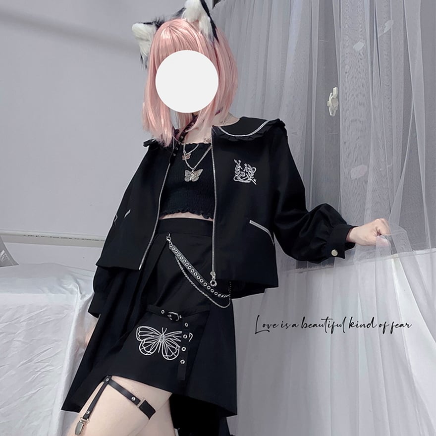 有名店のサブカル系 セット売り♡ ブランド名記載してます♡ サブカル系 セットアップ ショートジャケット プリーツミニスカ