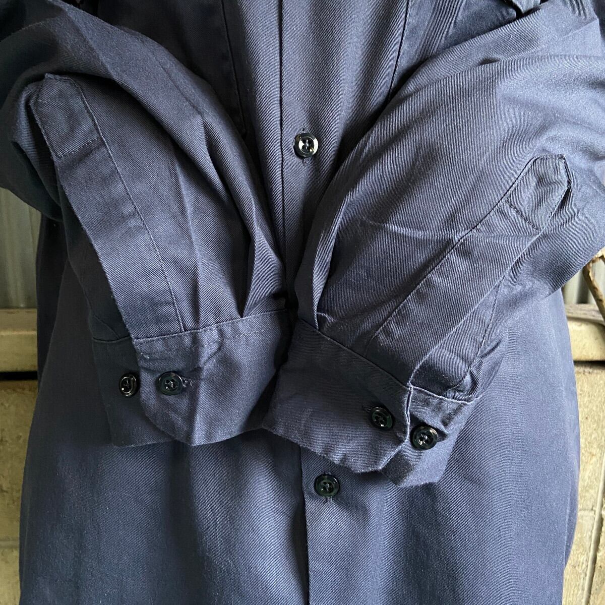 Dickies ディッキーズ 無地 長袖 ワークシャツ メンズXL 古着 ネイビー