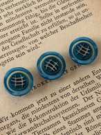 15mm Japanese ヴィンテージボタン ライトブルー×シルバー クリア マーブル調 樹脂ボタン 昭和レトロ アクセサリーパーツ 装飾材 カルトナージュ