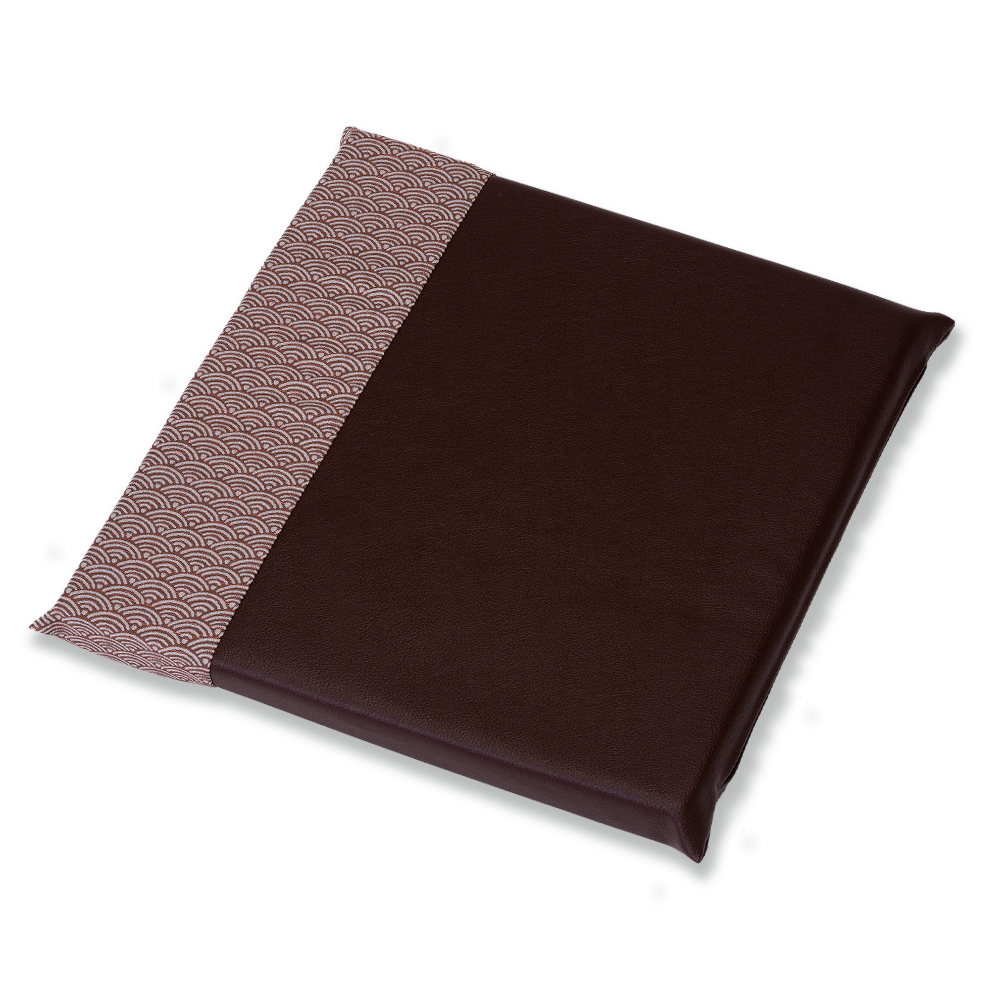 レザーパッチワーク 座布団 青海波 TT(茶)43×43