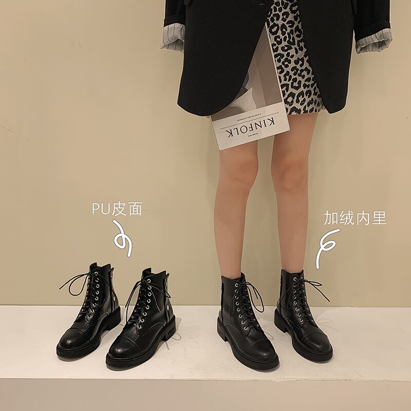 ブーツウィンターブラック レース 靴 シューズ 冬物 レースアップ フェイクシューズ30316187511