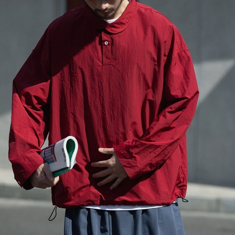 ラウンドカラー ワイドプルオーバーシャツ a-0495