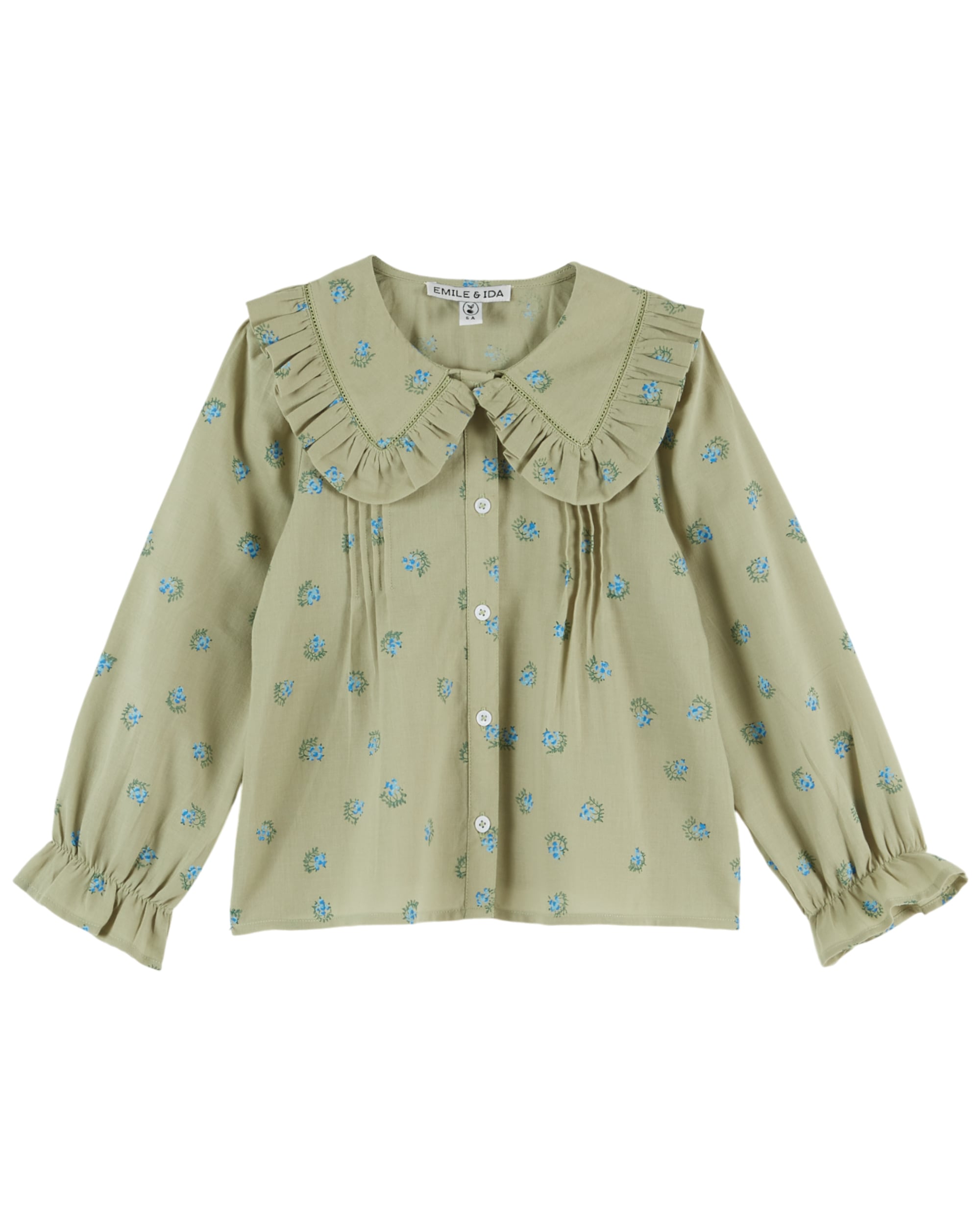 【Emile et Ida】Green Floral Collar Blouse