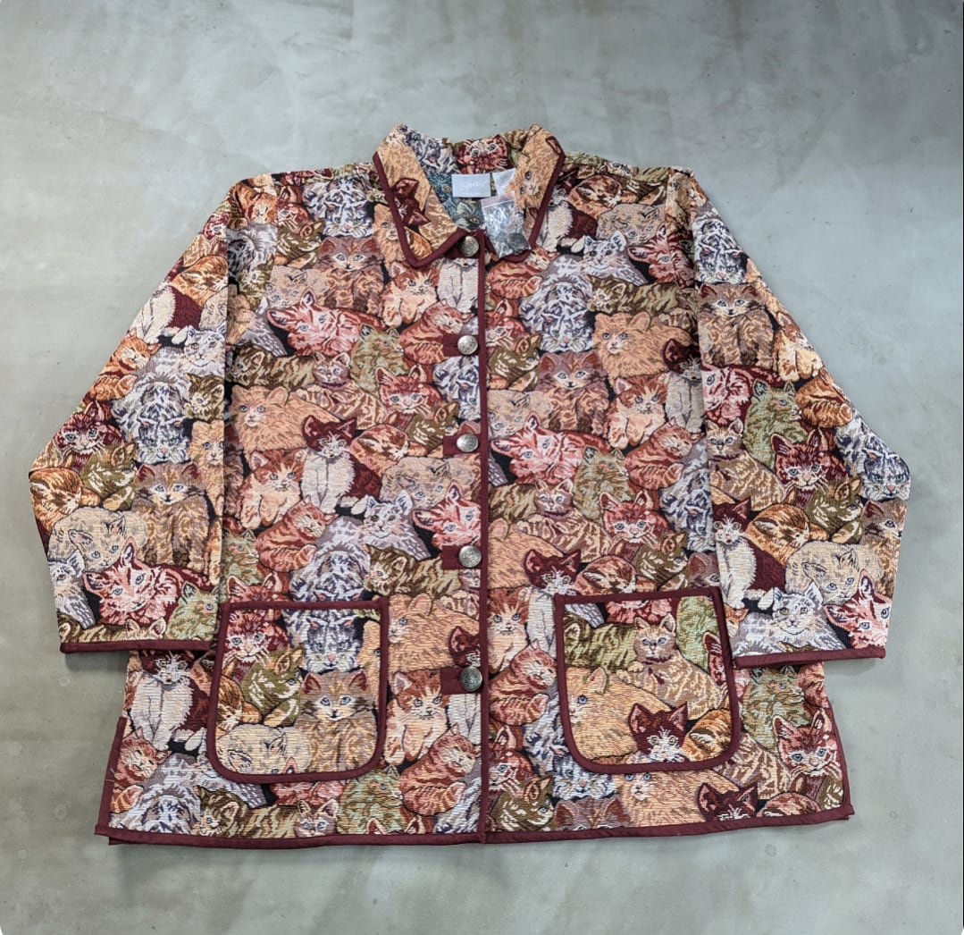 90s gobelin weaving cat pattern jaket 小岩店