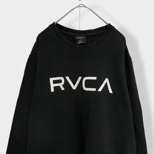 【RVCA】 ロゴ プリント スウェット トレーナー プルオーバー 黒ボディ L US古着