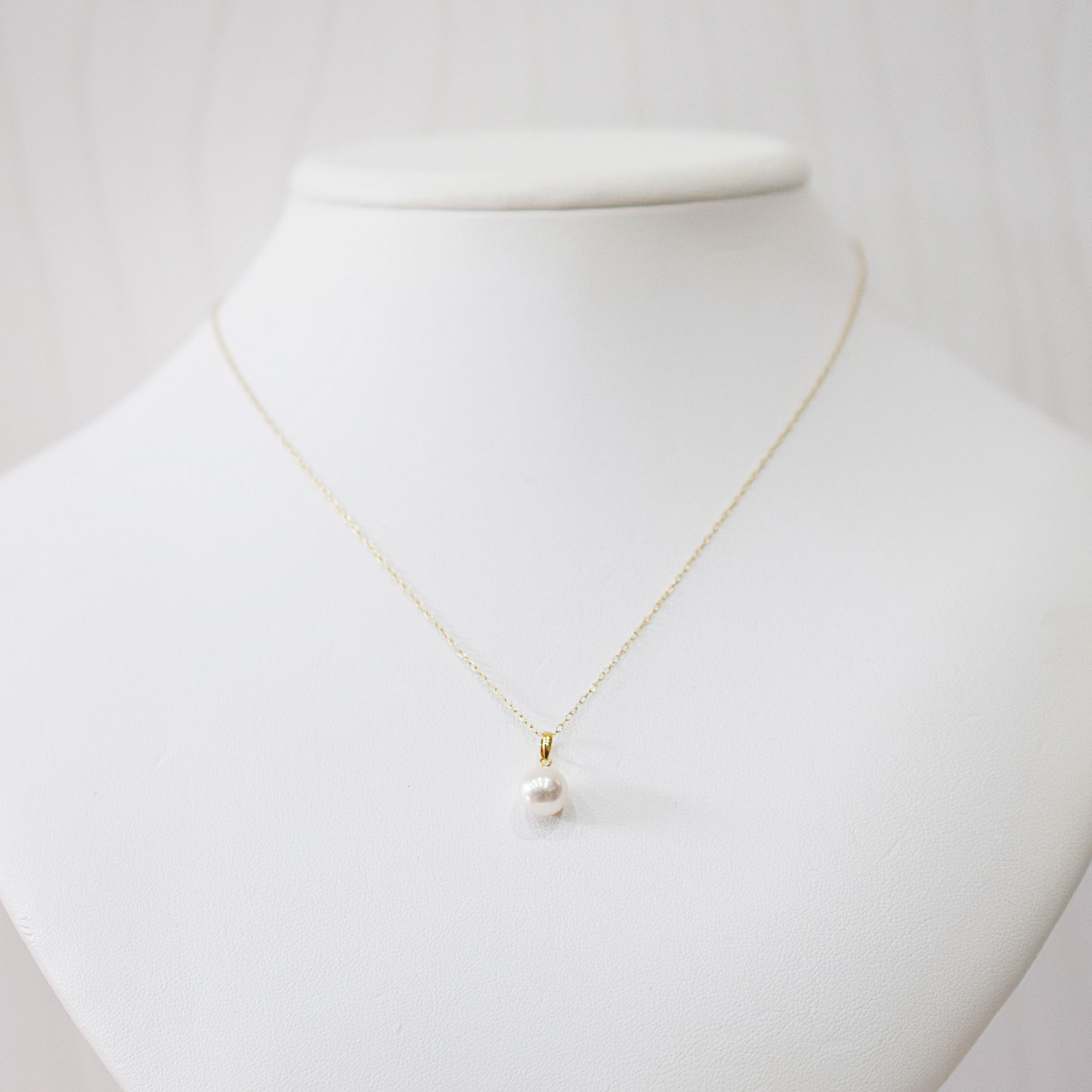格安ホワイトパールネックレス【美品】 pearl641］7.5mm - 8mm ホワイトピンク ペンダント ネックレス あこや