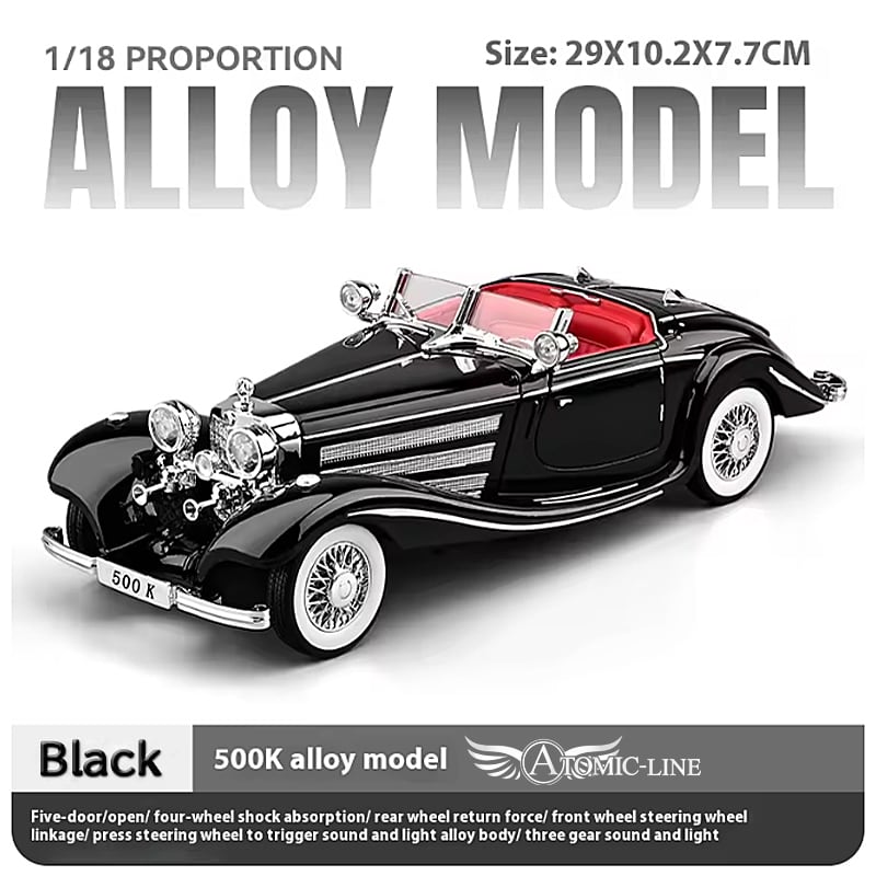 メルセデス ベンツ 500K 1/18 ミニカー 全3色 ライト点灯 エンジン