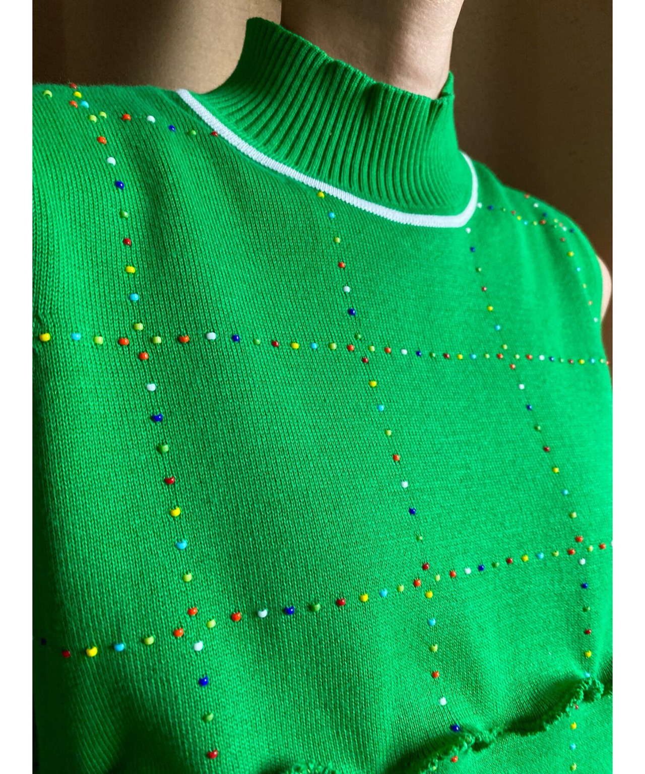 retro green color remake knit-3582-8