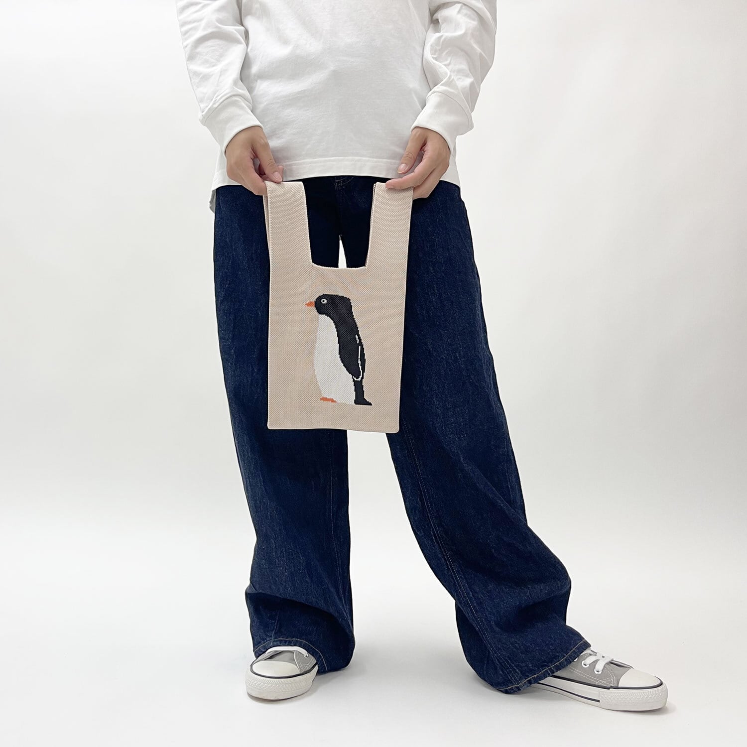 JIN KITAMURA】KNIT MINI MARCHE BAG ペンギン ニット ミニマルシェ