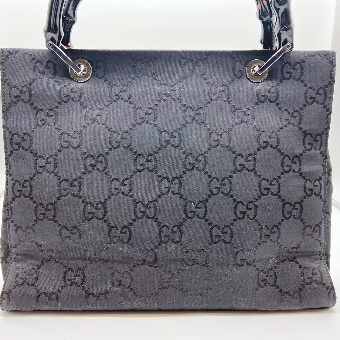 GUCCI】グッチ バンブー GG柄 ナイロン ハンドバッグ 黒 | Pay ID