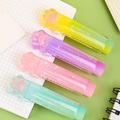 消しゴム 小学生 よく消える スかわいい 動物 消しゴム セット ティック消しゴム 消しゴム ペン 猫 可愛い 文房具 キラキラ カラフル 消しゴム4色+鉛筆+鉛筆削り 6個セット (キラキラ カラフル 4色セット)