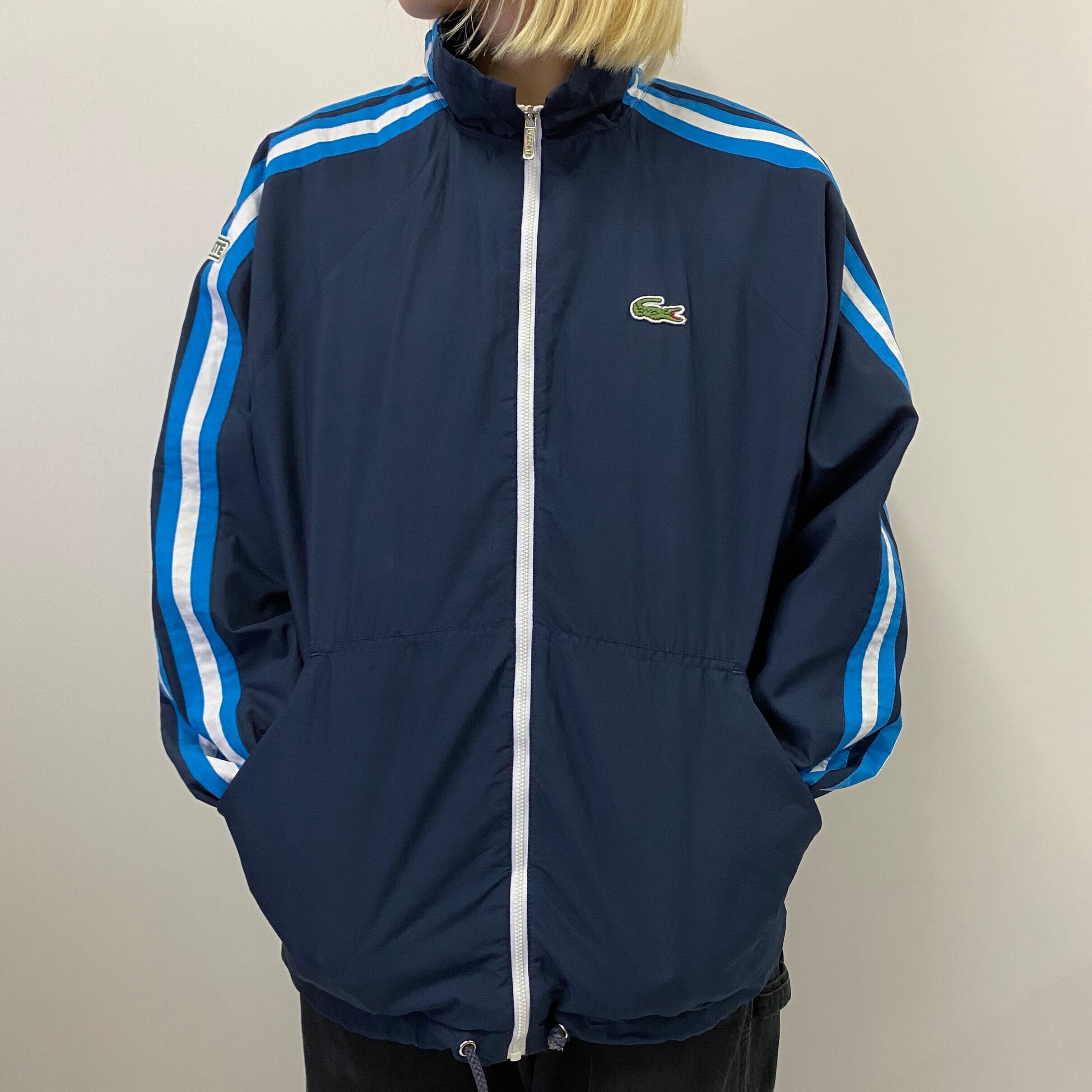 Lacoste ラコステ ワンポイントロゴ刺繡 ライン スポーツジャケット メンズm相当 古着 スイングトップ ネイビー 紺 ジャージ トラック ジャケット Cave 古着屋 公式 古着通販サイト