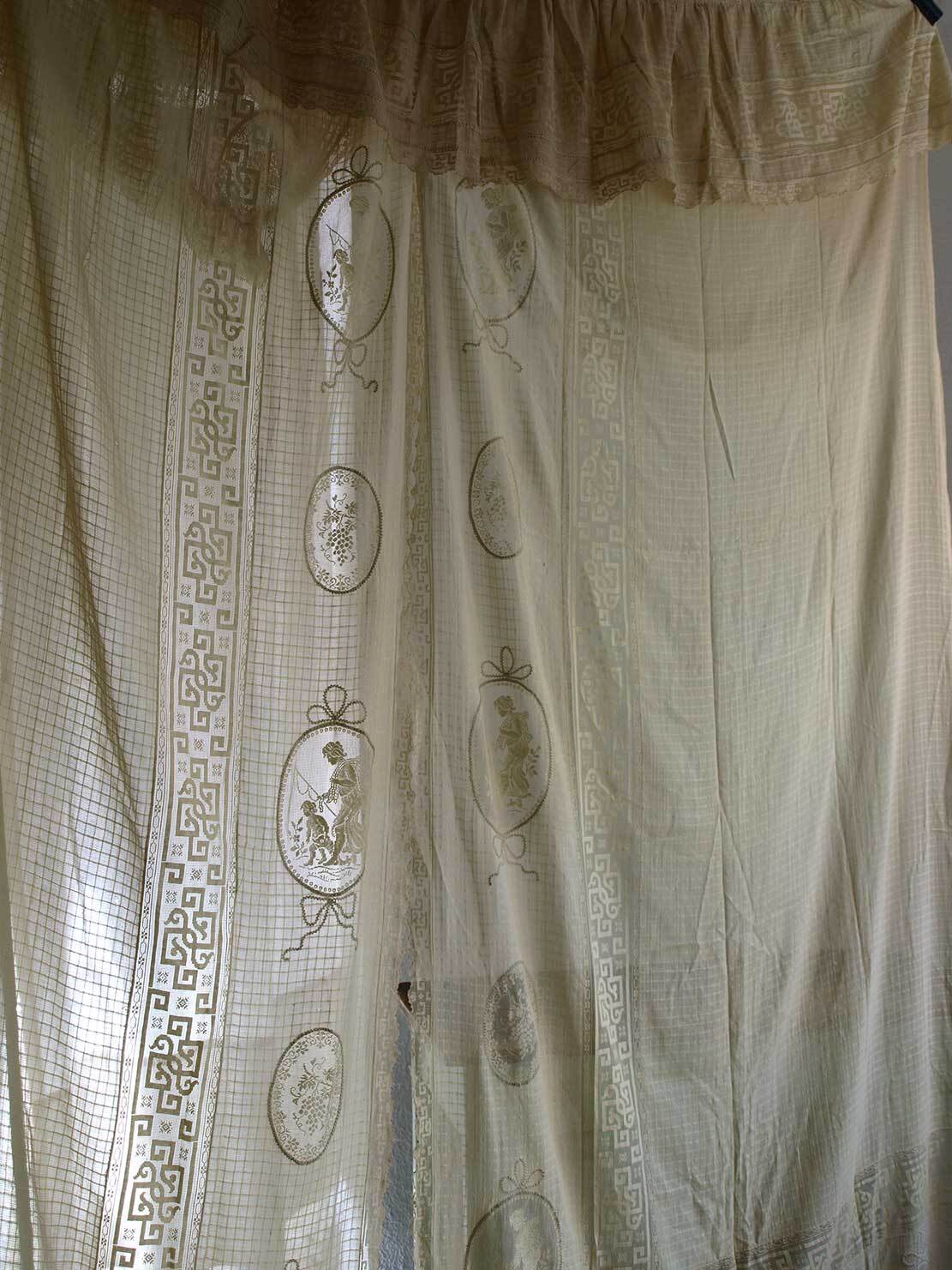ラシェルレース カーテン 3点セット パネル 巾108cm×長290cm 刺繍