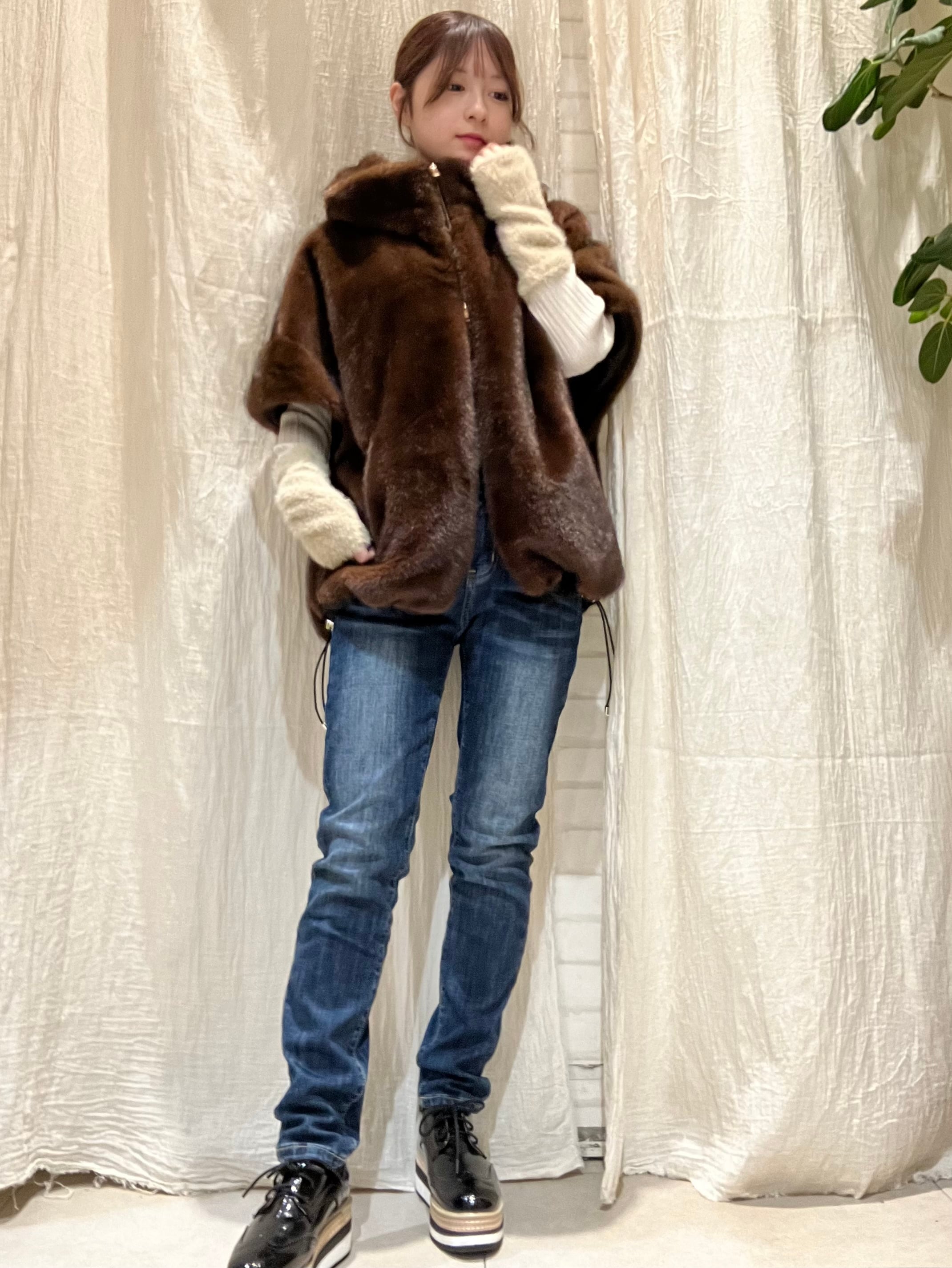 ミンクライクファー フーディドロスト ミドルコート eimee law