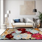 花柄ラグ ＜200×300cm＞プリントラグ リビングルーム ベッドルーム ダイニングルーム エリアラグ ムード モダンスタイルラグ アップグレードされたイミテーションカシミアウルトラソフトラグ お手入れ簡単 洗濯機洗い可能 防水滑り止め防汚フロアマット