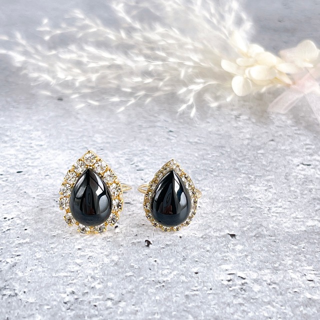 モリオンお守りリング&ネックレス2点セット✧漆黒の宇宙✧GALAXY✧14kgf✧サージカルステンレス