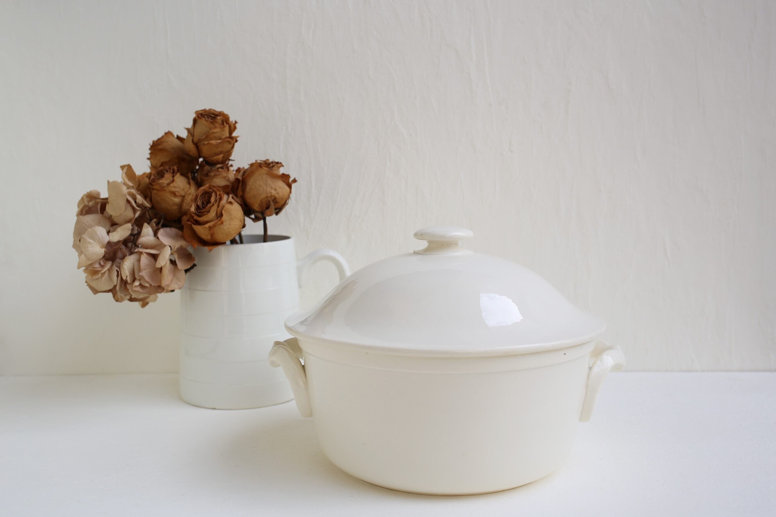 フランス アンティーク ヴィンテージ Digoin Sarreguemines サルグミンヌ レギュミエ スーピエール テリーヌポット N-03815