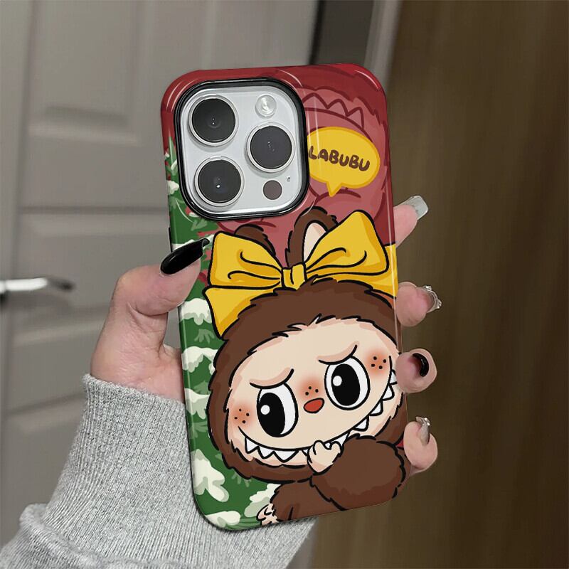クリスマスプレゼント最適!マット質感で可愛い♡ Labubu クリスマス iPhone 17 Pro Max ケース マット質感 しっとり 手触り 上品 高級感 プレゼント おしゃれ マスコット