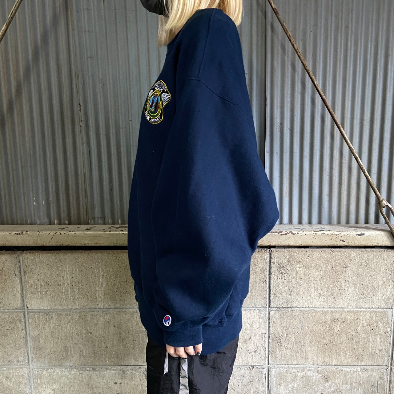 00年代 Champion チャンピオン POLICE ロゴ刺繍 ワッペン プレミアム 