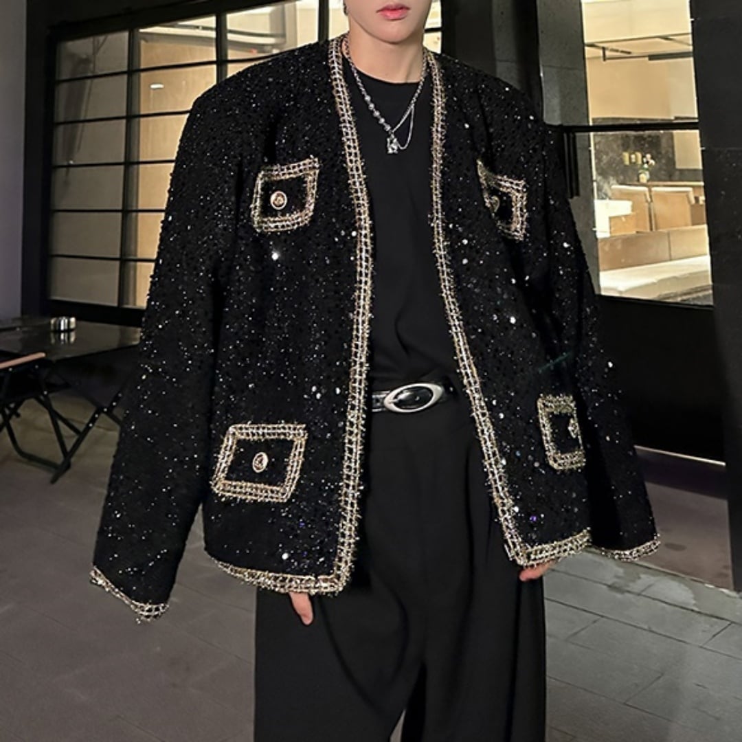 ラメデザイン ツイードジャケット D11212 | 韓国メンズファッション