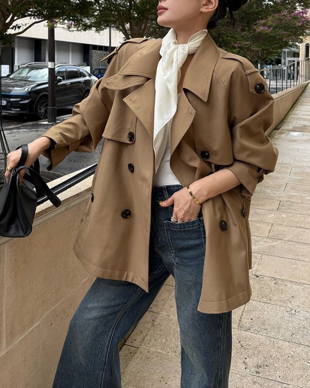 ダブルボタンミディアムトレンチコート　A25116