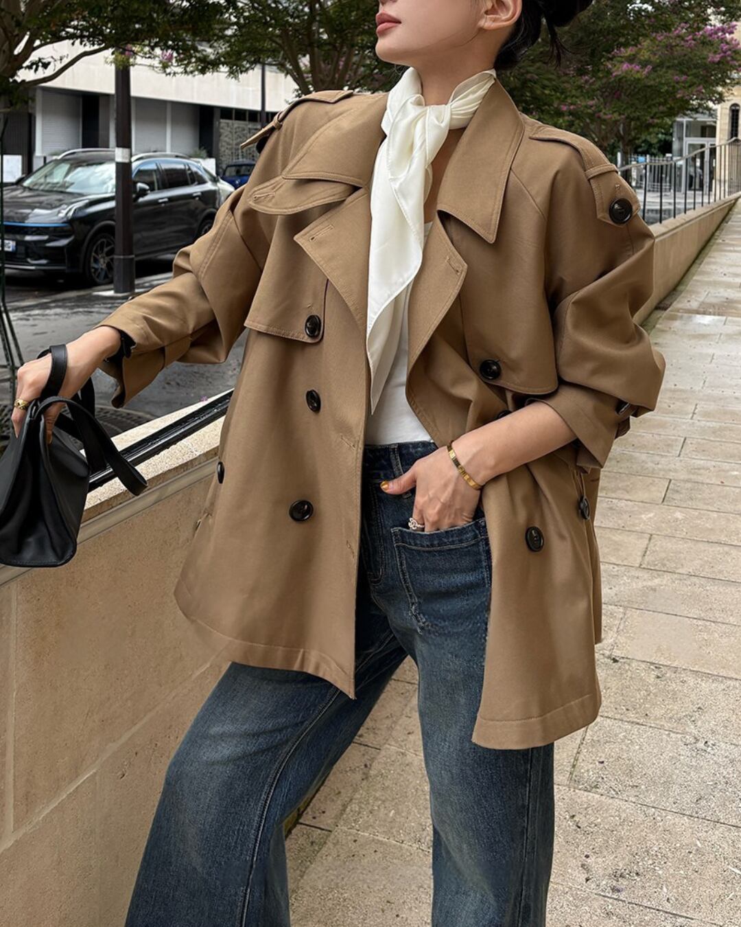 ダブルボタンミディアムトレンチコート A25116