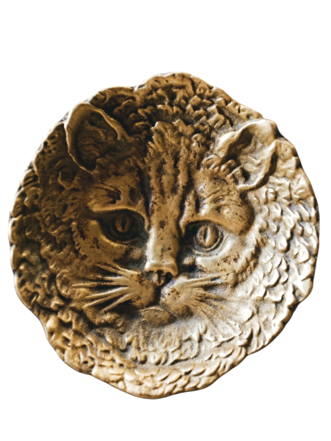 フランス ヒポコンデリー気質の尨猫とトレイ ブロンズ アンティーク