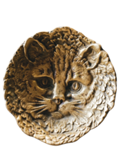 フランス ヒポコンデリー気質の尨猫とトレイ ブロンズ アンティーク