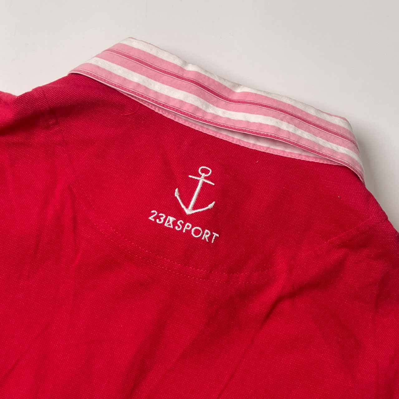 23区 SPORTS ニジュウサンク ストライプ 半袖 ワンピース S~M/ピンク レッド系 レディース ゴルフ