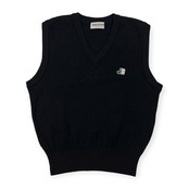 Black & White ブラックアンドホワイト ケーブル編み Vネック ウールニットベスト サイズ M /ブラック&ホワイト/ゴルフ/日本製