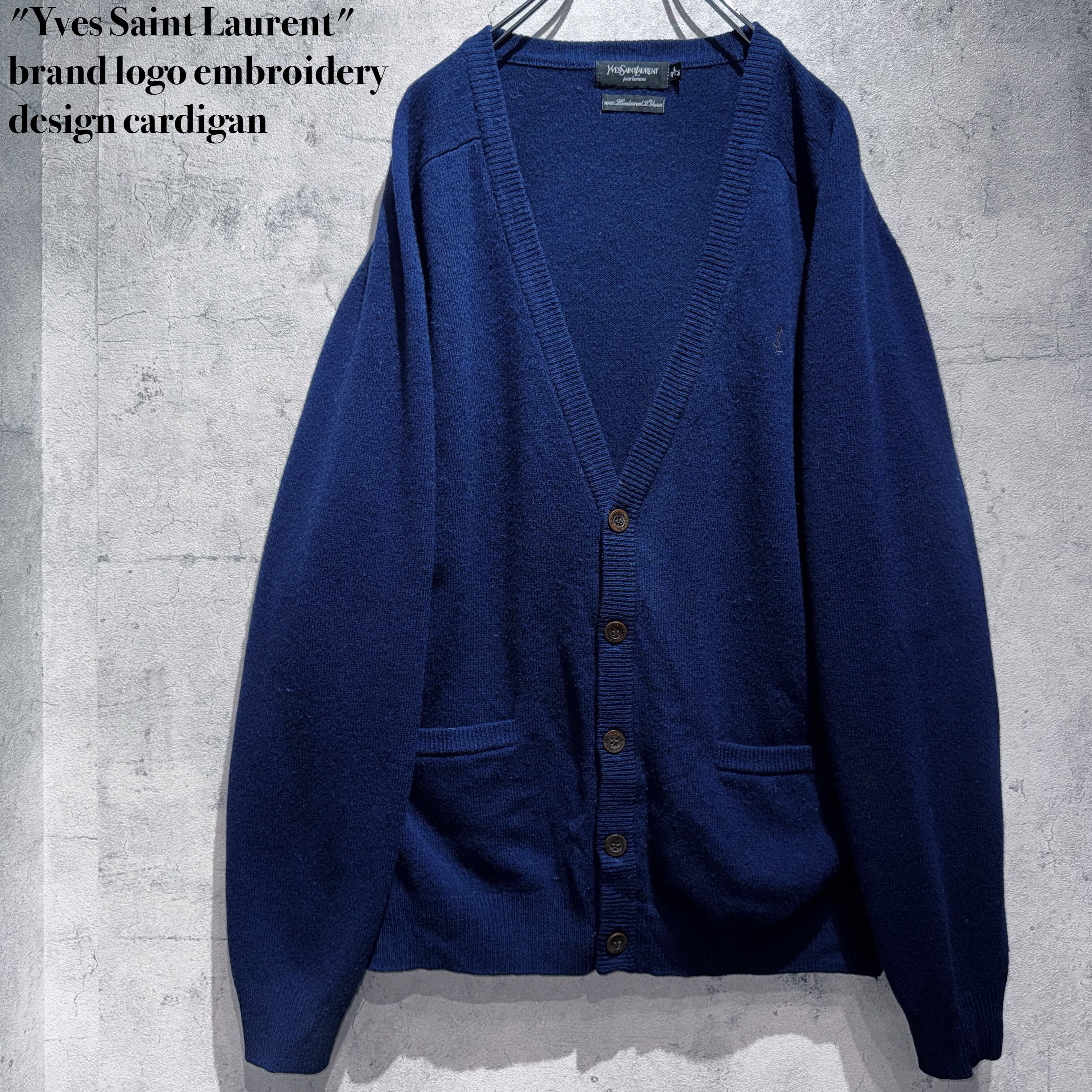 "Yves Saint Laurent"brand logo embroidery design cardigan