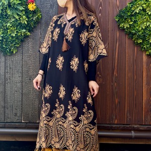 オリエンタル柄タッセルワンピース