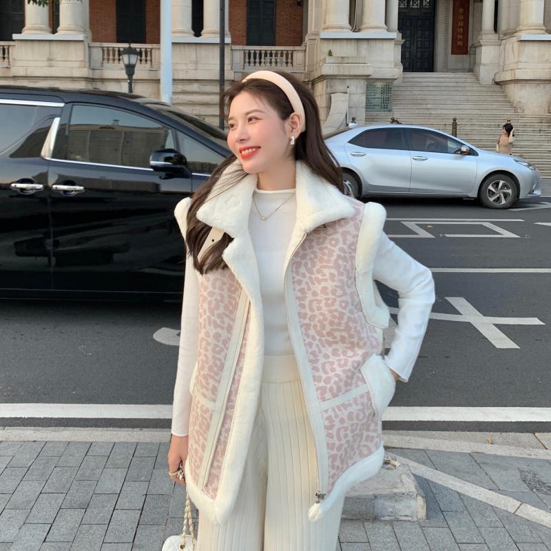 ウールカラーレオパードプリント柄オータムウィンターベルベットコート コットン 秋物 冬物 萌量不足77022076579