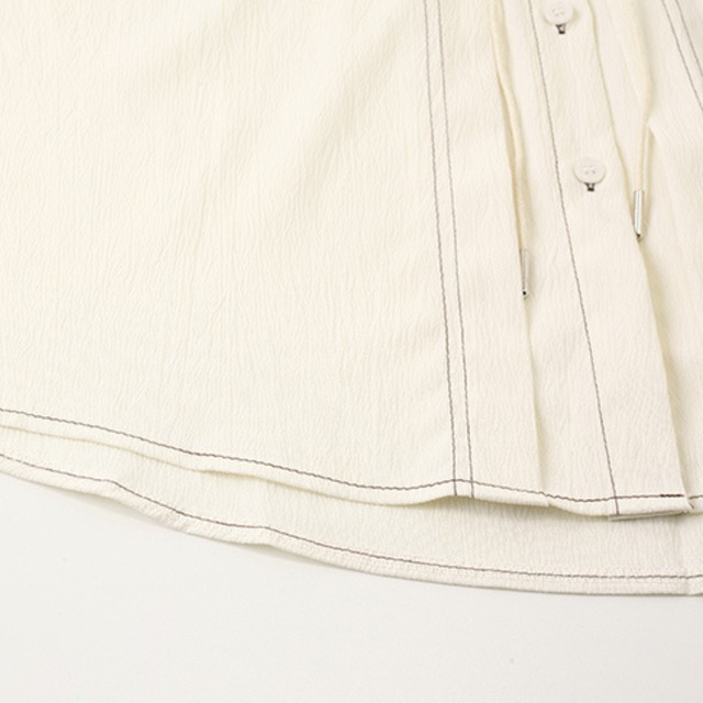 lace-up design long sleeve shirt L0041