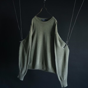 90s' " Polo by Ralph Lauren " over silhouette khaki color cotton knit sweater