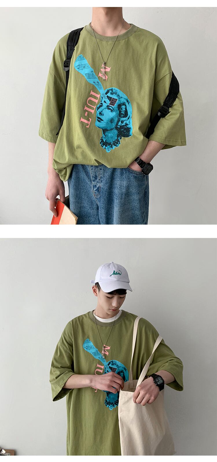 全3色 Tシャツ カットソー プリント カジュアル シンプル