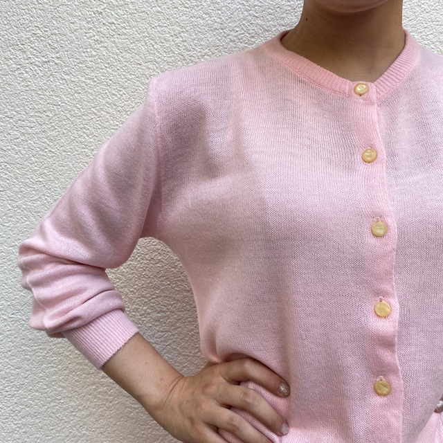 Vintage 50's baby pink plain cardigan