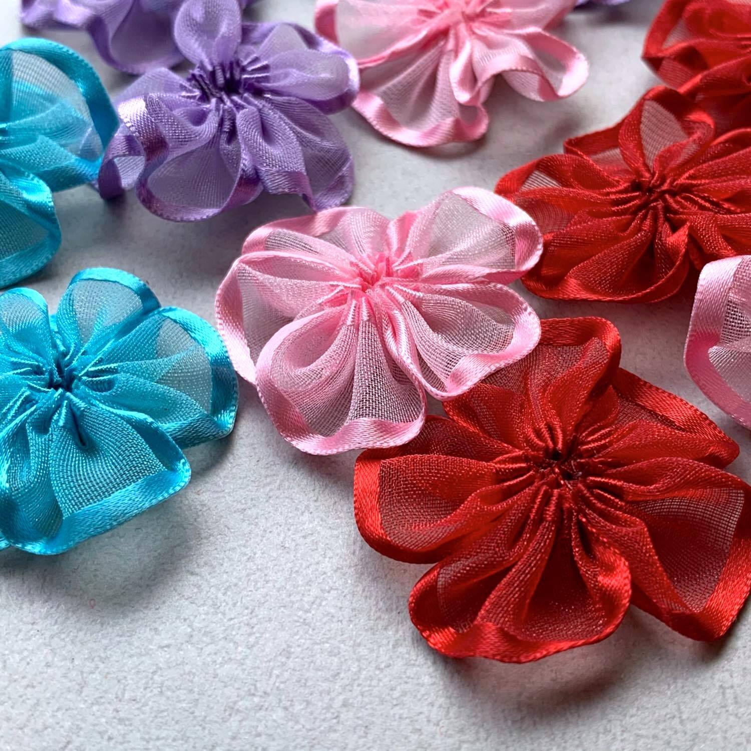 ふちリボンチュールのお花デコパーツ | Dua-アクセサリーパーツショップ