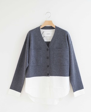 ADAWAS(アダワス) / EXTRAFINE MERINO WOOL CARDIGAN / GREY・CAMEL