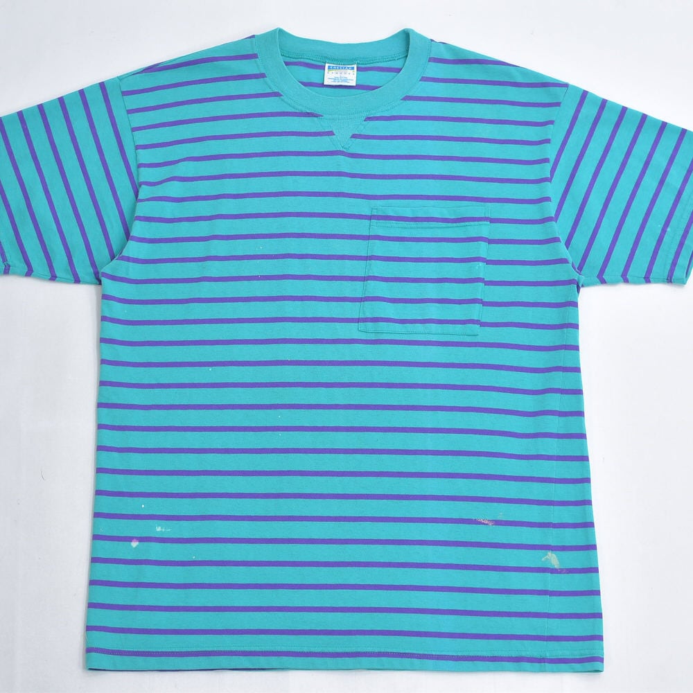 90～00s CHEETAH ポケット付き ボーダー Tシャツ 半袖 コットン