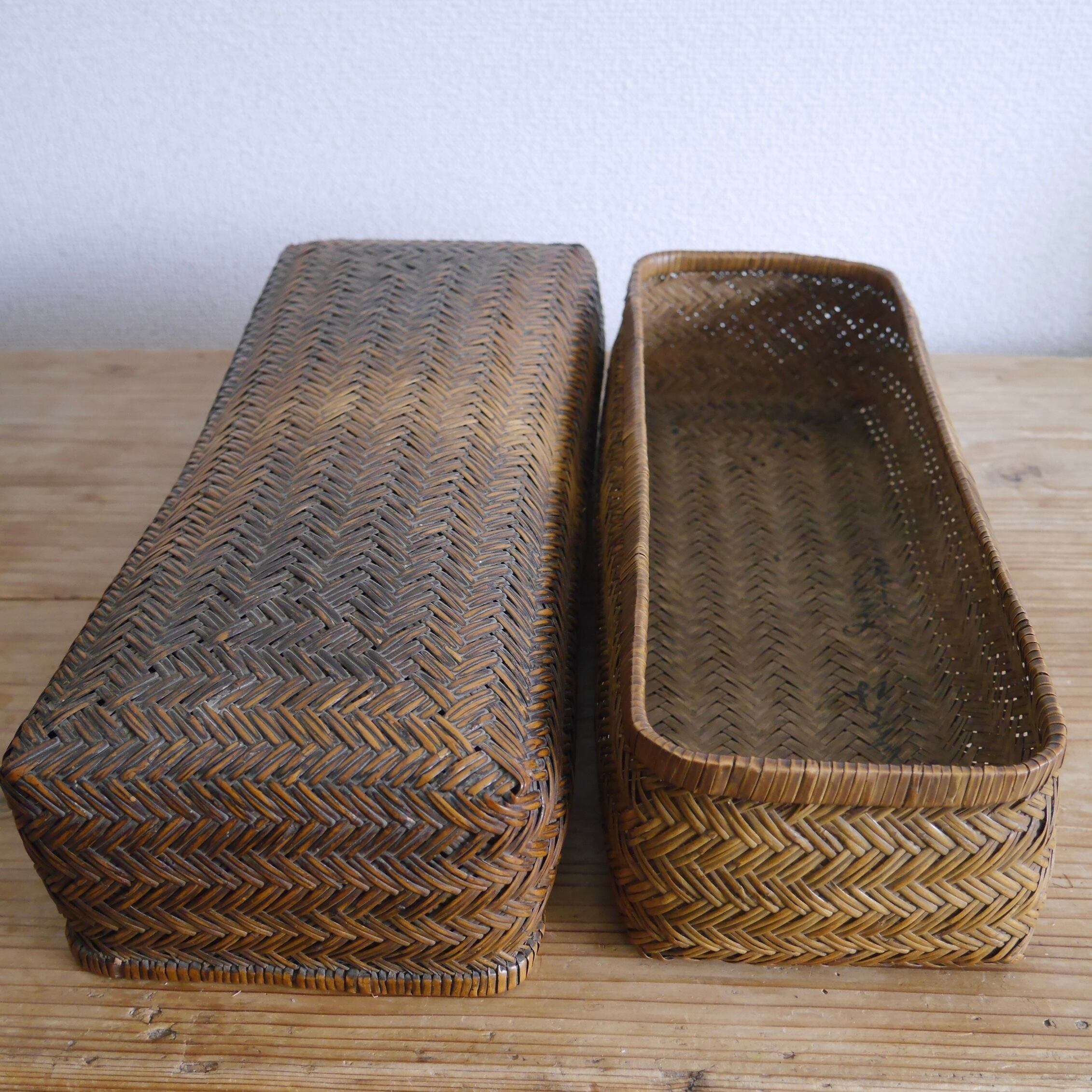 竹細工 | 昭和レトロ 柳行李 竹籠 竹かご 昭和レトロ｜天然素材 飴色 