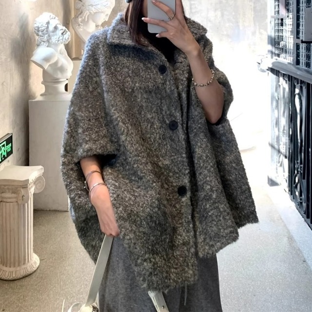 ウールケープミドルコート［S-M］