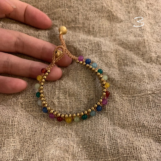 Somedayif彩色な天然石編みブレスレット 8s