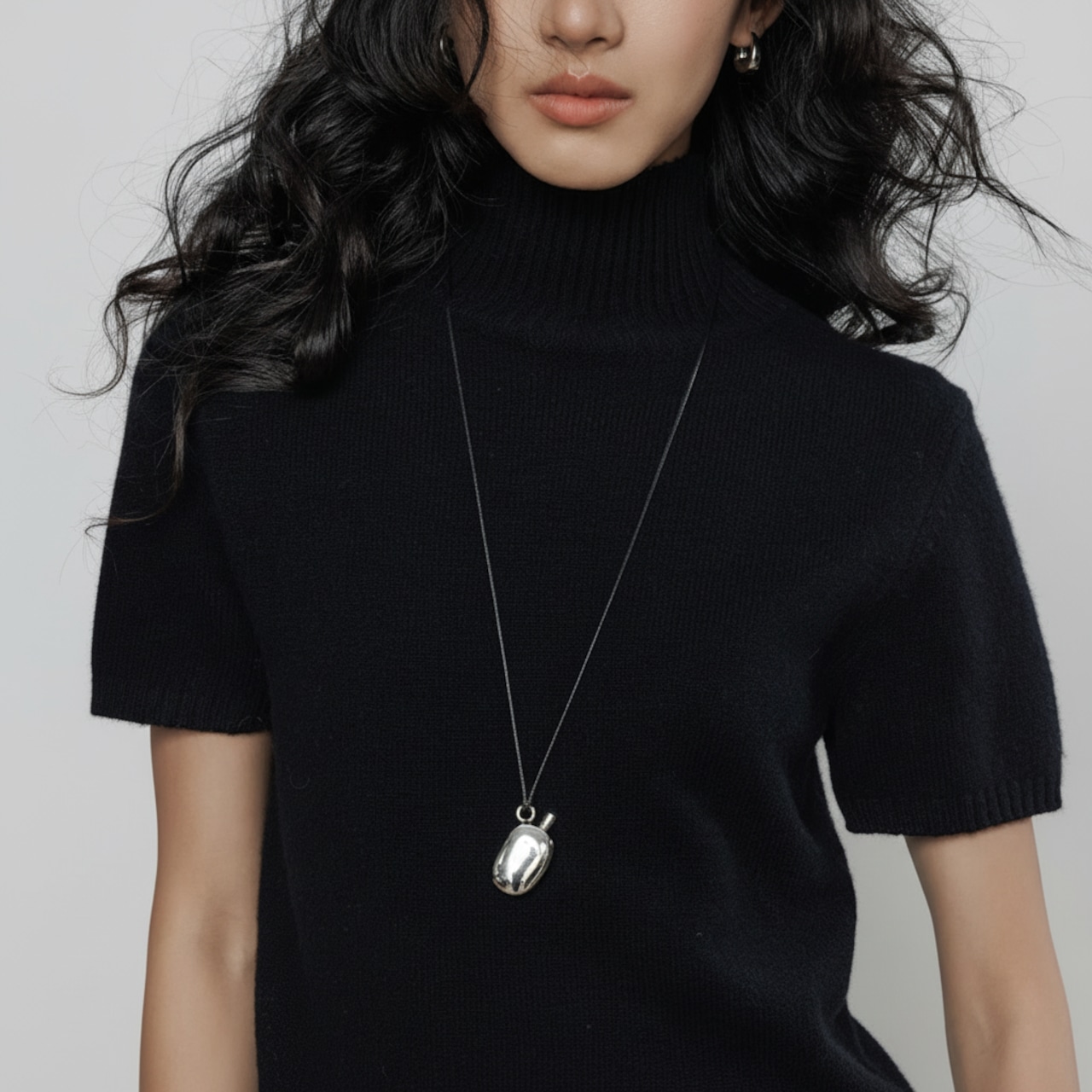 半袖 ハイネック ニットトップス   2colors  26061・画像10