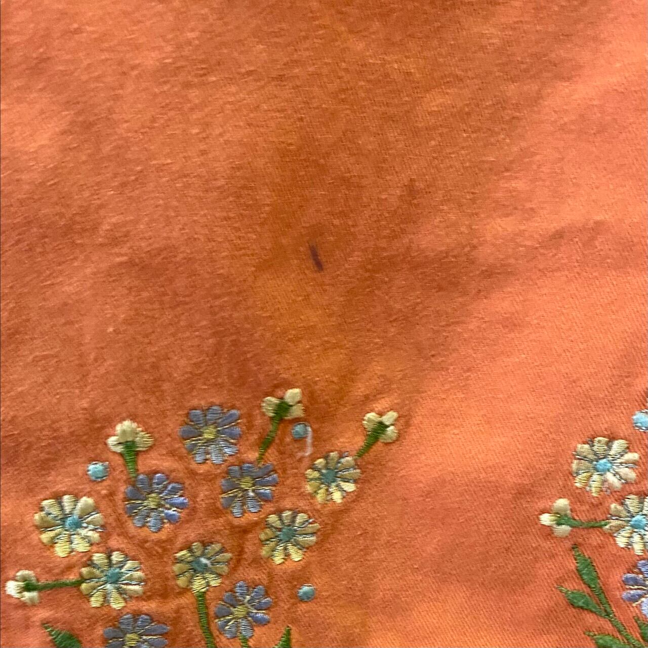 花柄 花刺繍 フロントポケット カラー ノースリーブワンピース