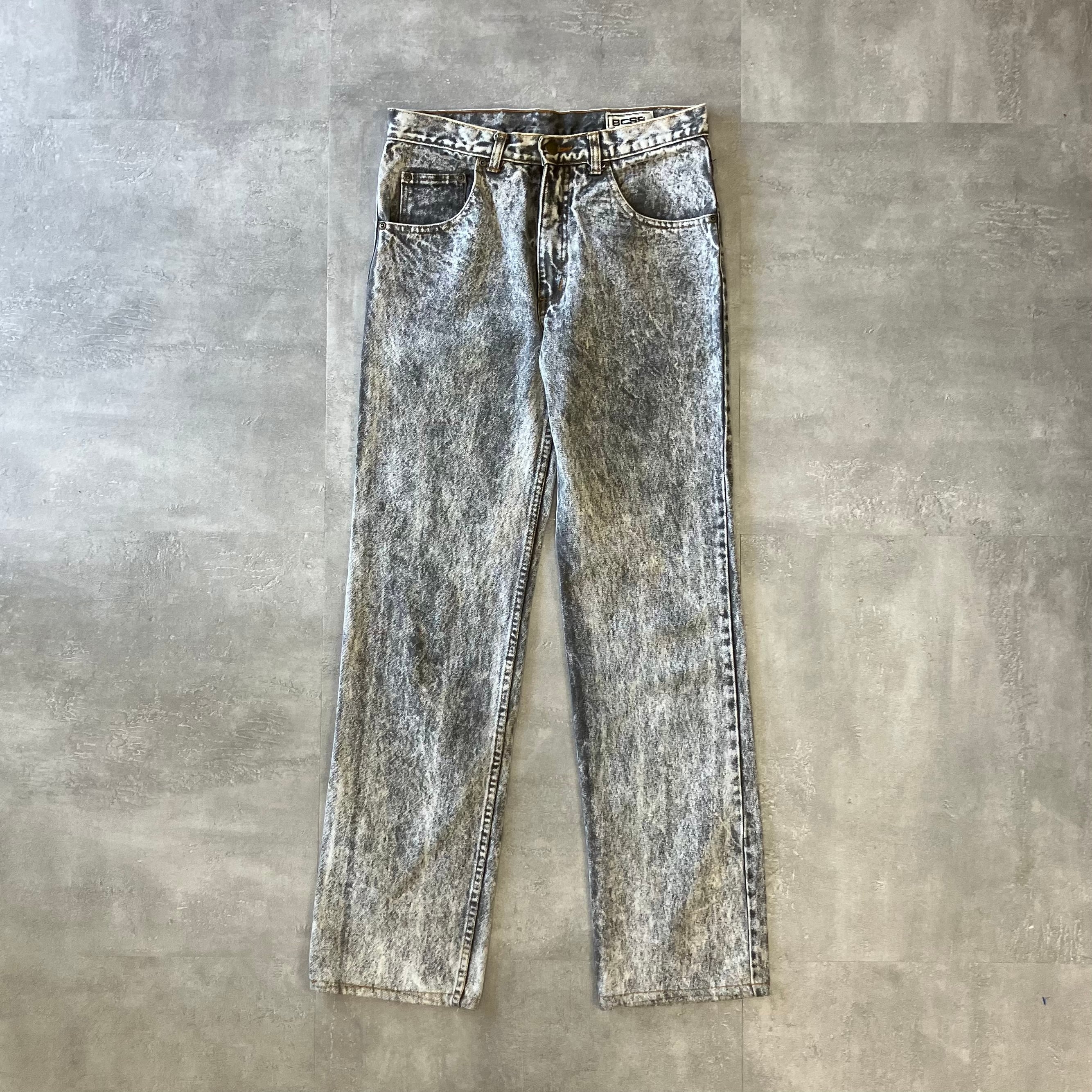 《実寸w31l32》BOSS 90s~ 先染めブラック デニム ケミカルウォッシュ No.2298