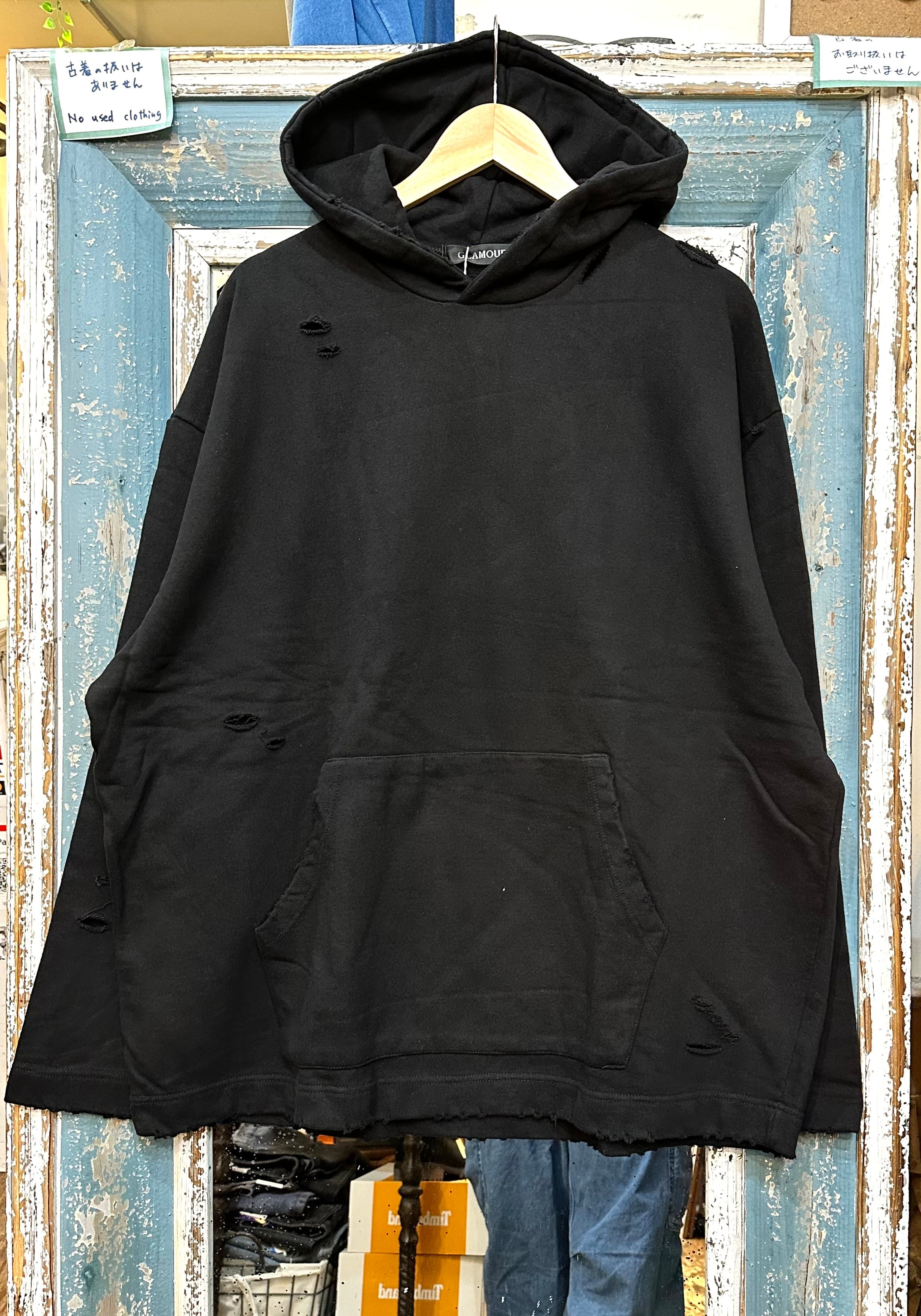 boohoo*オーバーサイズ ダメージ加工 パーカー フーディ オーバーサイズ ダメージ パーカー フーディ | andco