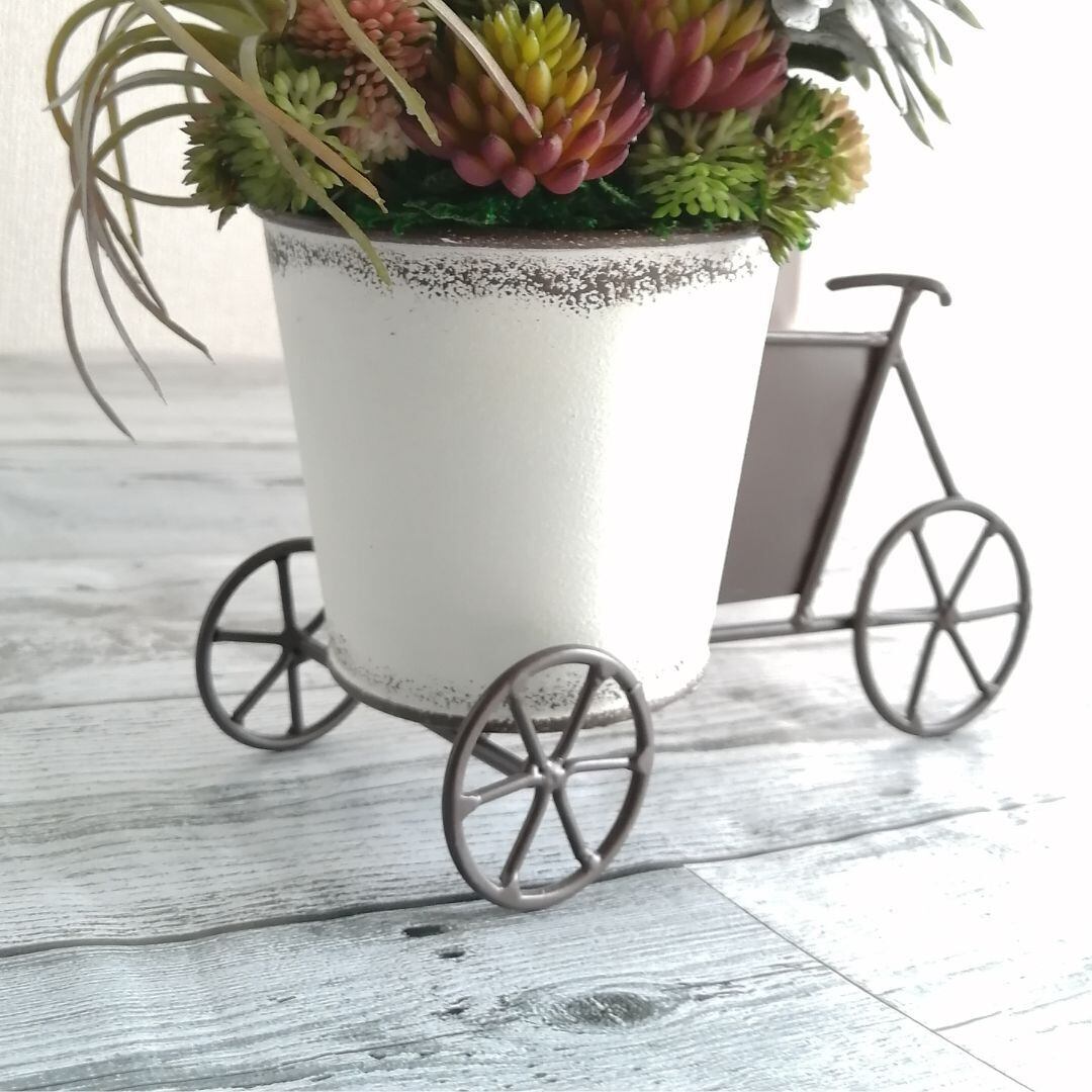 置型】自転車型ポットのフェイク多肉寄せ植え 人工観葉植物 フェイク