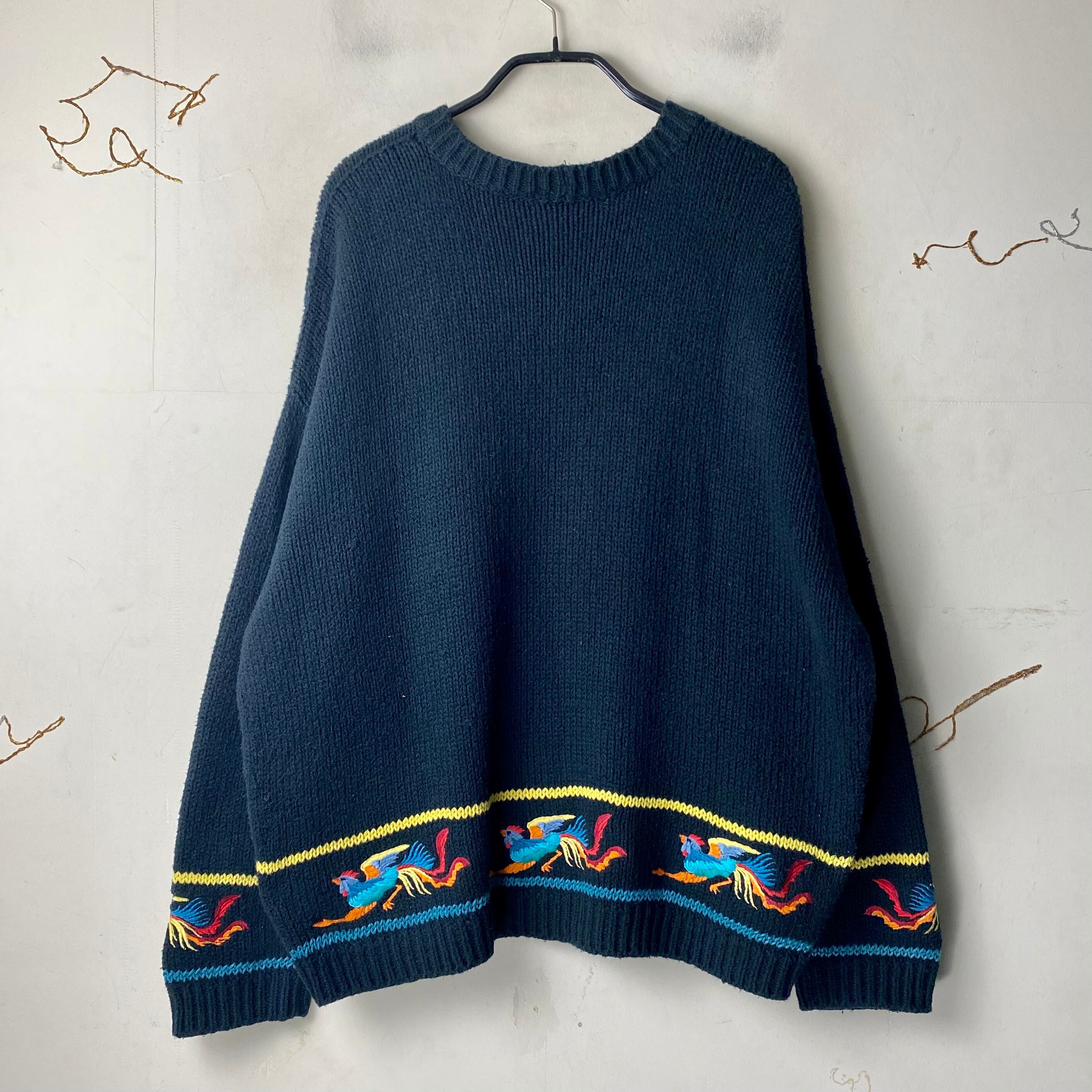 vintage KRIZIA UOMO embroidery cotton knit sweater | NOIR ONLINE