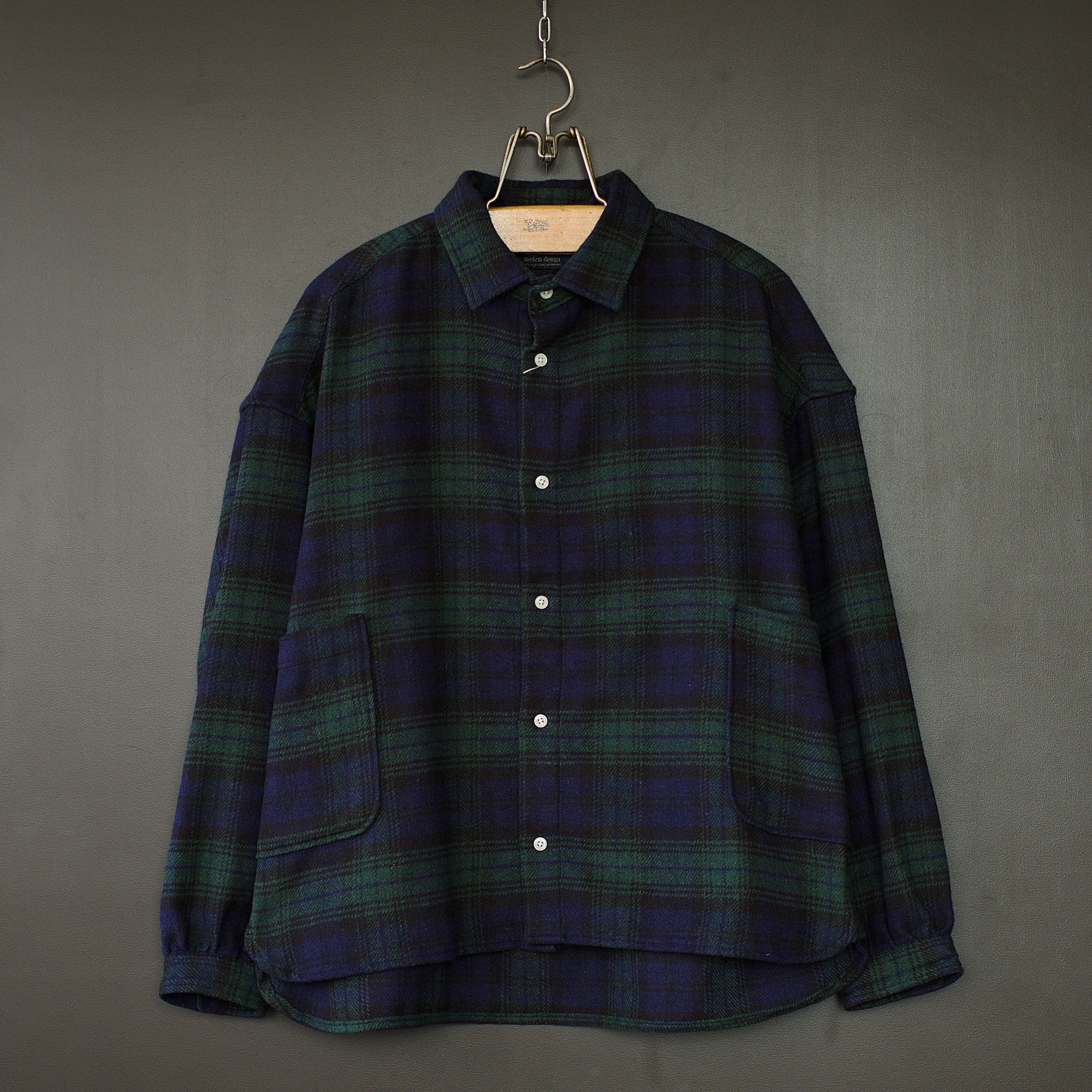 modem designheavy flannel wide shirt black watch   dros dro